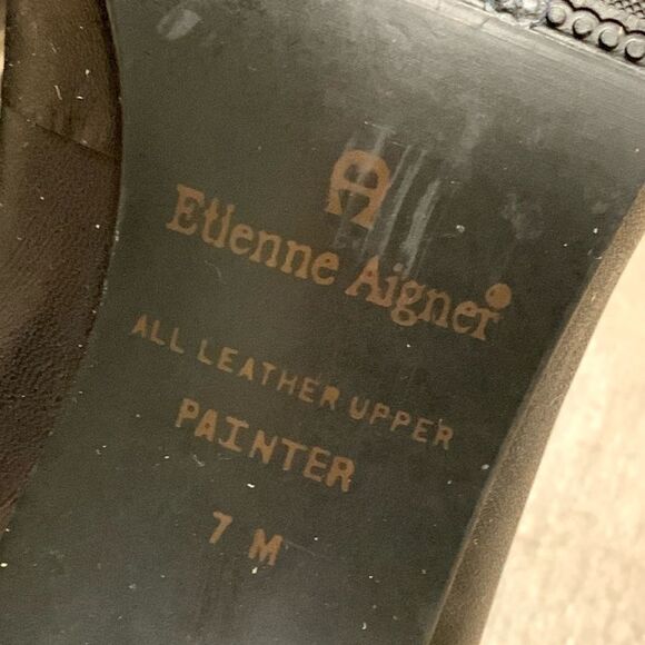 Etienne Aigner Painter Heeled Leather‎ Work Casual Slip On Loafers Shoes - Picture 7 of 8